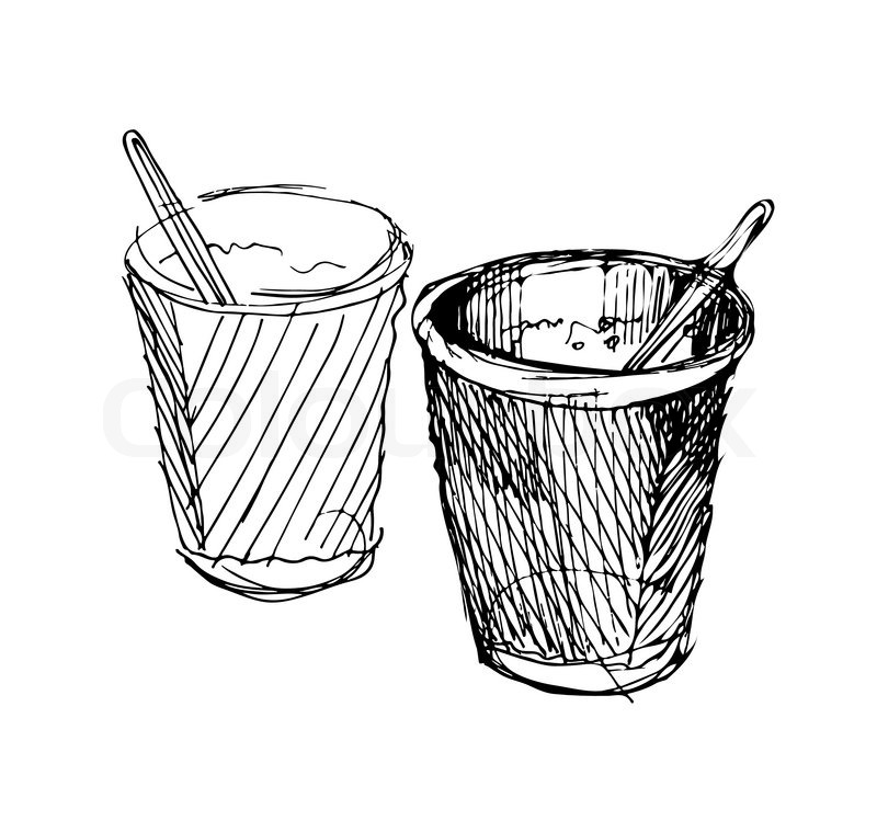 800x759 Sketch Of Two Paper Cup With Coffee Stock Vector Colourbox - Paper Cup Sketch