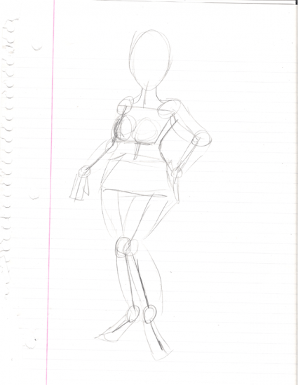 425x549 Three Stages Of Paper Doll Drawing A Look - Paper Doll Sketch
