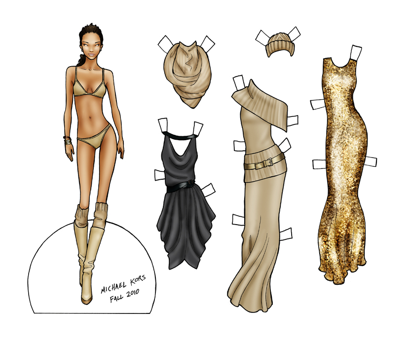 833x705 Paper Doll Michael Kors Fall 2010 Final Fashion - Paper Doll Sketch