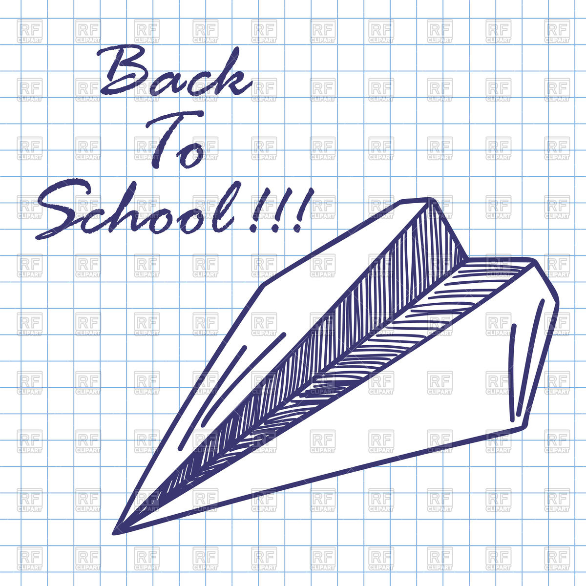 1200x1200 Paper Plane. Doodle Sketch On Checkered Paper Vector Image - Paper Plane Sketch