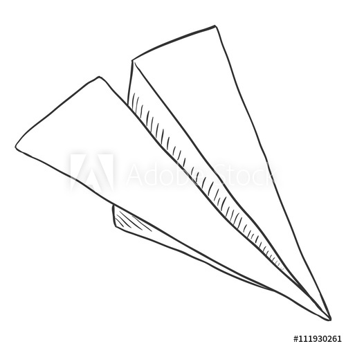 500x500 Vector Single Sketch Paper Plane - Paper Plane Sketch