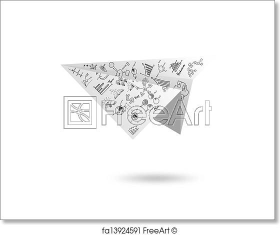 560x470 Free Art Print Of Graph Paper Plane Isolated On White Freeart - Paper Plane Sketch