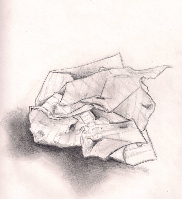 600x654 Drawing Crumpled Paper - Paper Sketch