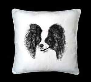 300x272 Papillon Dog Sketch Printed Design Faux Silksuede Cushion Cover - Papillon Sketch