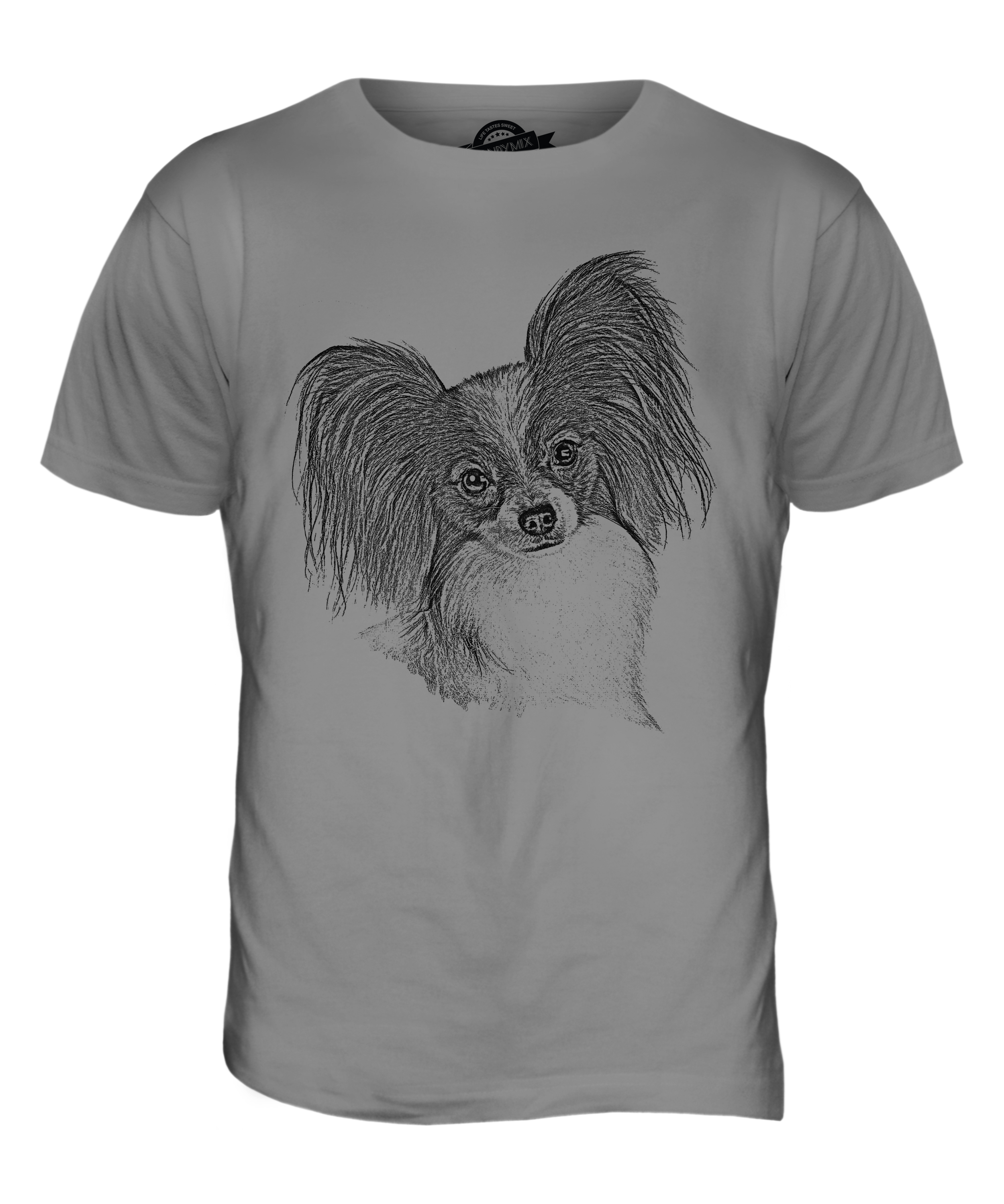 2500x3000 Papillon Sketch Mens Printed T Shirt Top Great Gift For Dog Lover - Papillon Sketch