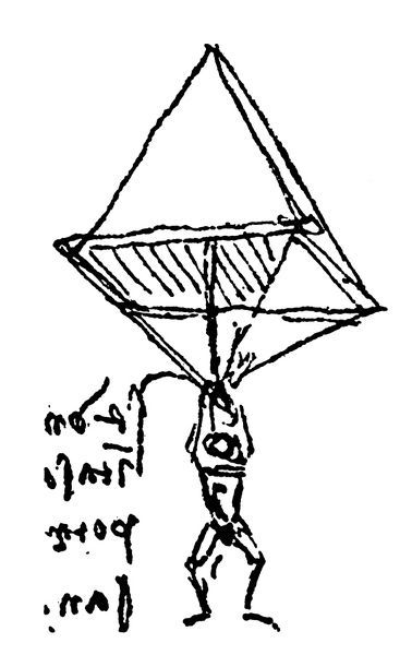 378x600 Sketch Of A Parachute, C1485, By Leonardo Da Vinci From Media - Parachute Sketch