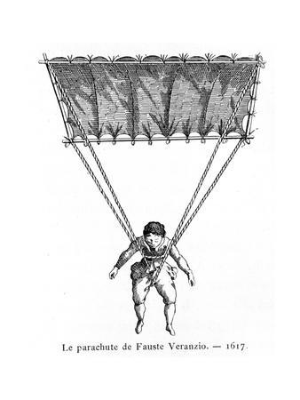 338x450 The Parachute Of Fauste Veranzio, 1617 Giclee Print By Gaston - Parachute Sketch