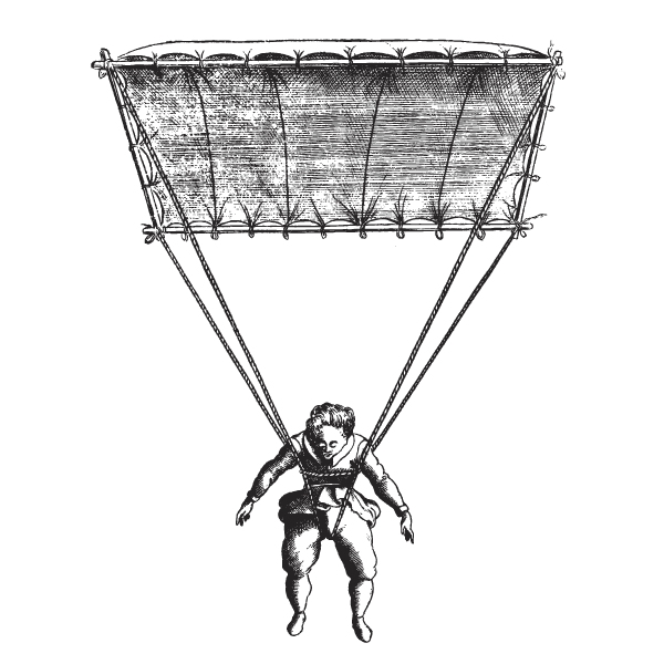 600x600 Vector Art Early Parachute Engraving Vintage Vectors - Parachute Sketch