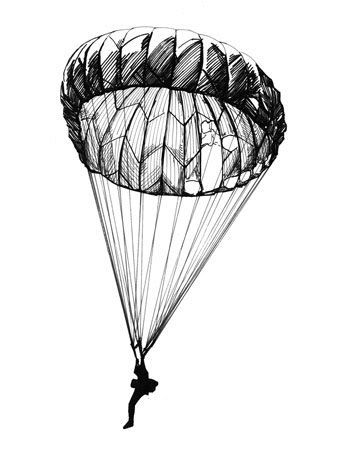 347x450 Parachute Line Drawing - Parachute Sketch