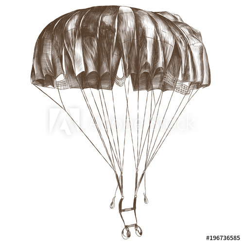 500x500 Round Outdoor Parachute In The Air Sketch Vector Graphic - Parachute Sketch