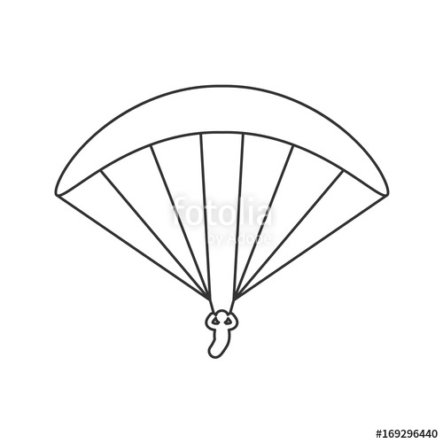 500x500 Black Outline Icon Of Paraglider On White Background. Line Icon Of - Parachute Sketch