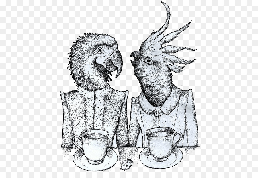 900x620 Parrot Black And White Bird Sketch - Parakeet Sketch