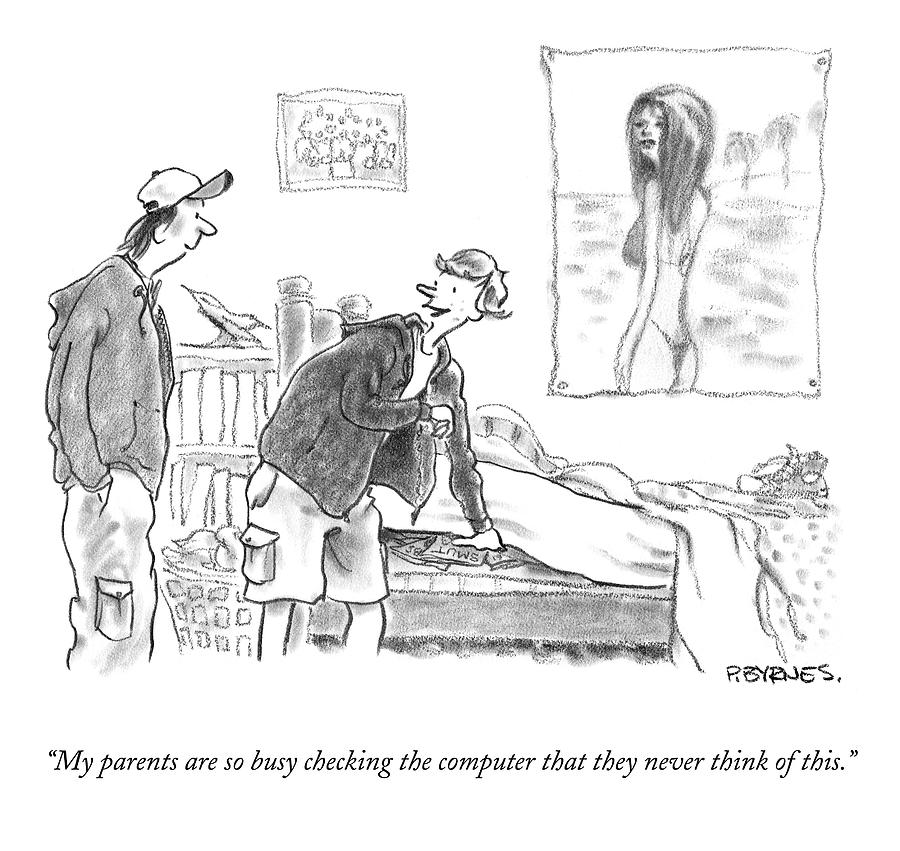 900x851 My Parents Are So Busy Checking The Computer That Drawing By Pat - Parents Sketch