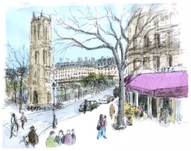 380x300 Paris Cafe Jigsaw Puzzle - Paris Cafe Sketch