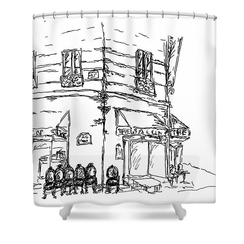 800x800 Paris Cafe Shower Curtain For Sale By Pamela Canzano - Paris Cafe Sketch