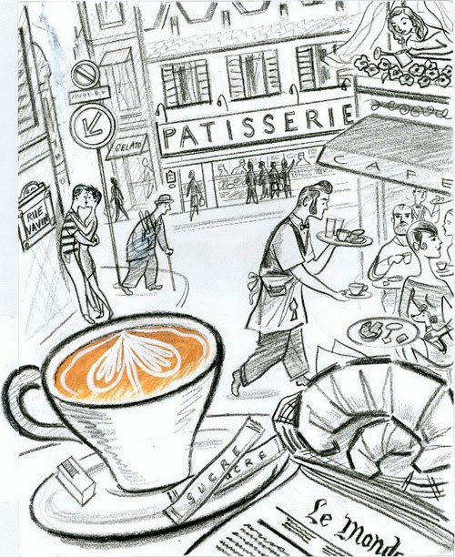 500x612 Steven Salerno Blog Mon Paris... Illustrating A Travel Article - Paris Cafe Sketch