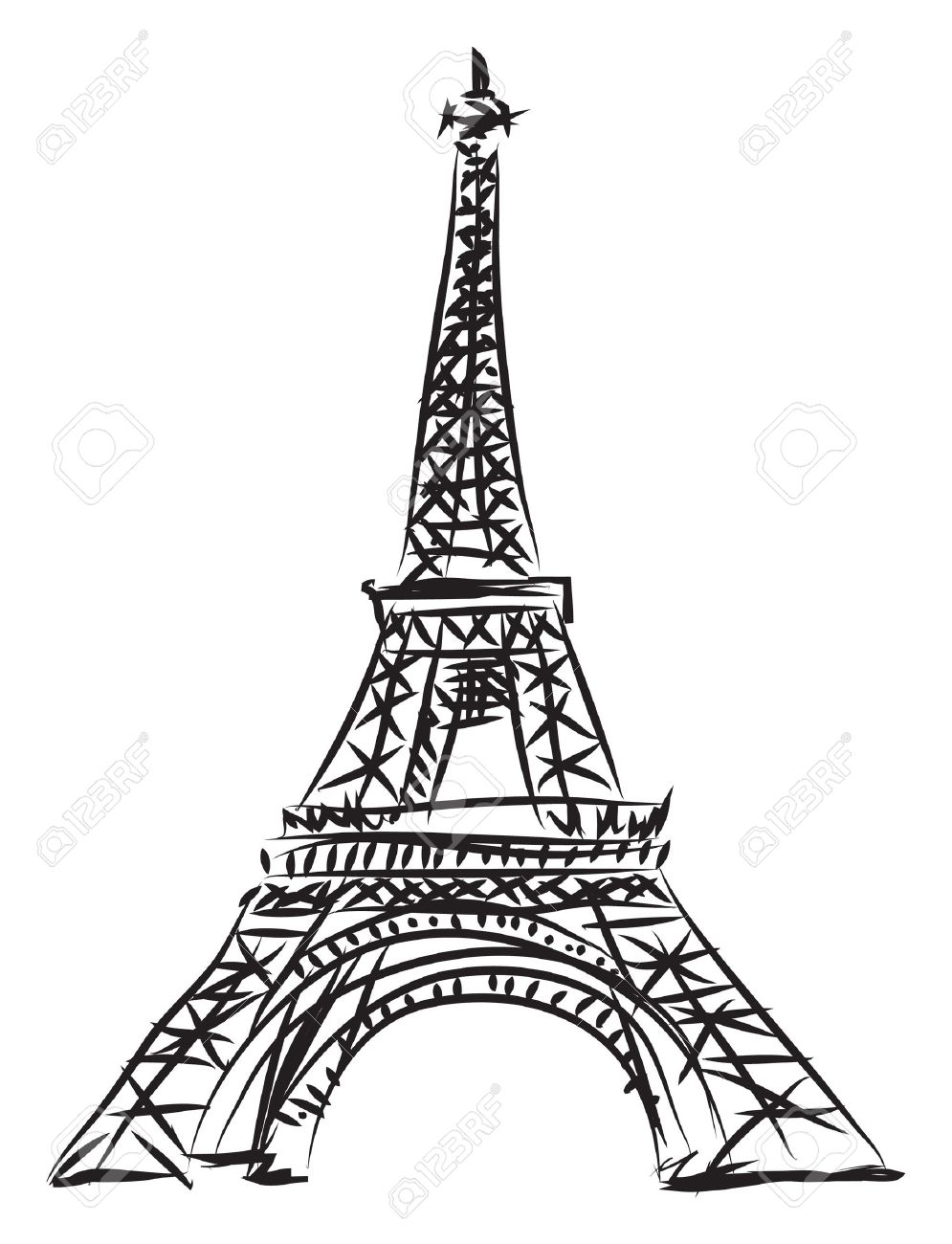 Paris Eiffel Tower Sketch at PaintingValley.com | Explore collection of ...