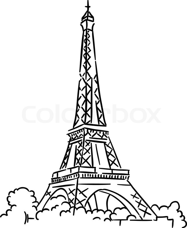 656x800 Eiffel Tower In Paris, France. Sketch Vector Illustration Stock - Paris Eiffel Tower Sketch