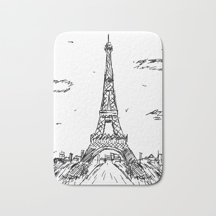 700x700 Paris Eiffel Tower Drawing Bath Mat By Pda86 Society6 - Paris Eiffel Tower Sketch