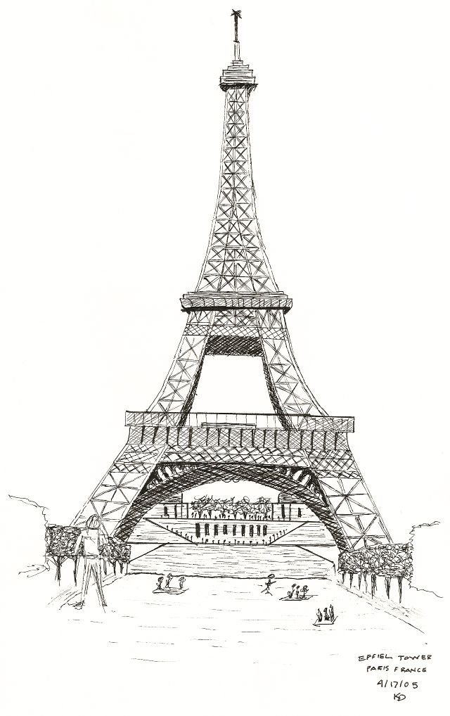 640x1018 Drawn Eiffel Tower Europe - Paris Eiffel Tower Sketch