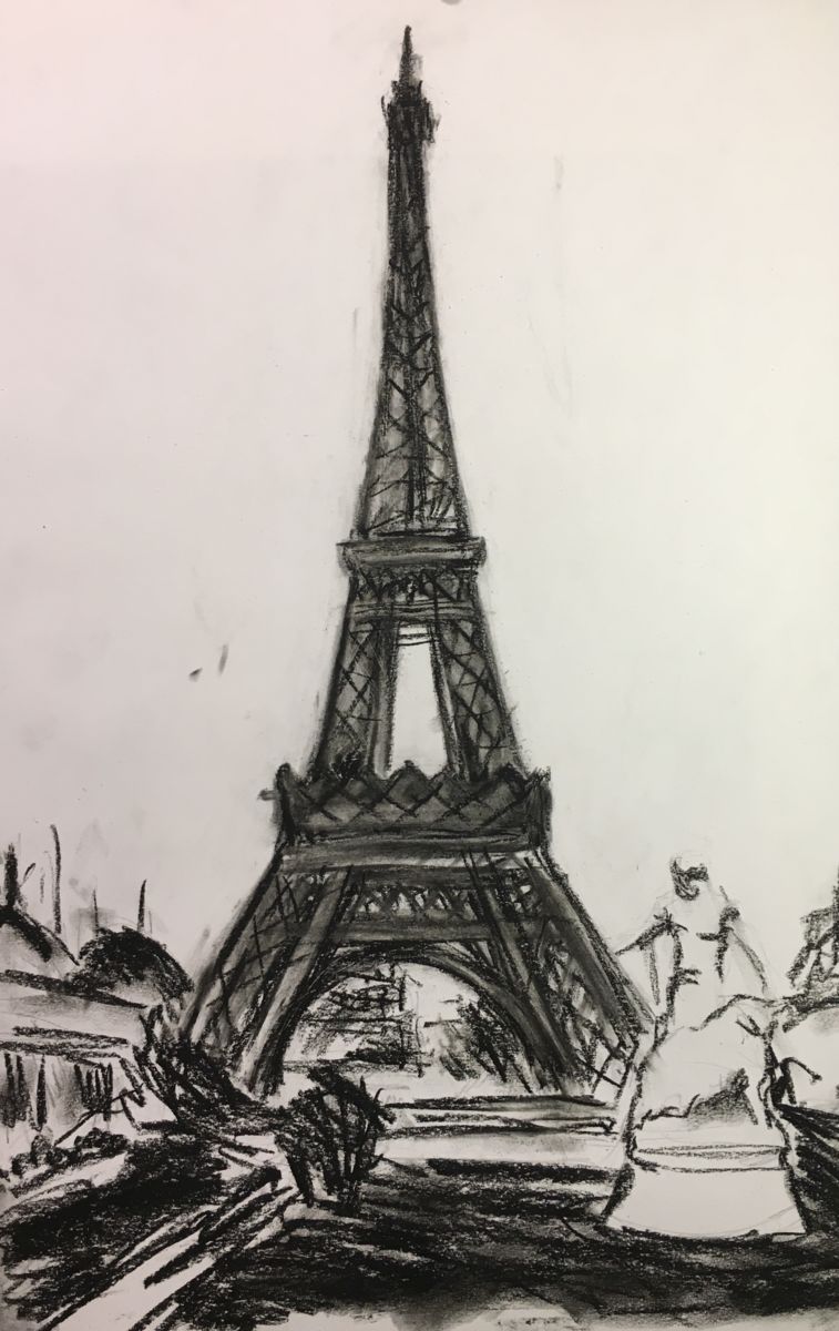 757x1200 Eiffel Tower Charcoal Drawing Paris.jpg (Vsevolod Chistiakov) - Paris France Sketch