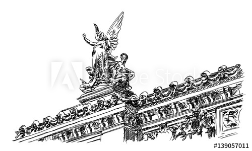 500x300 Palais Garnier, Paris, France. Sketch Vector Illustration. - Paris France Sketch