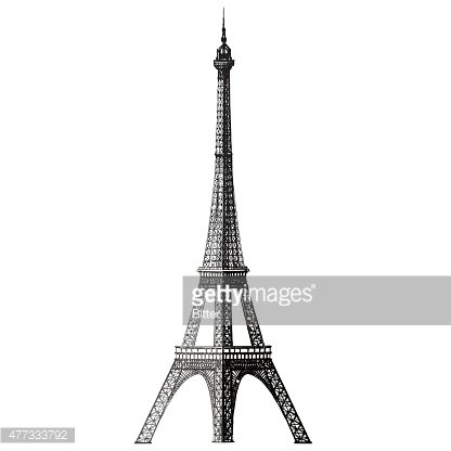 416x416 Paris, France, Eiffel Tower, On A White Sketch Premium Clipart - Paris France Sketch
