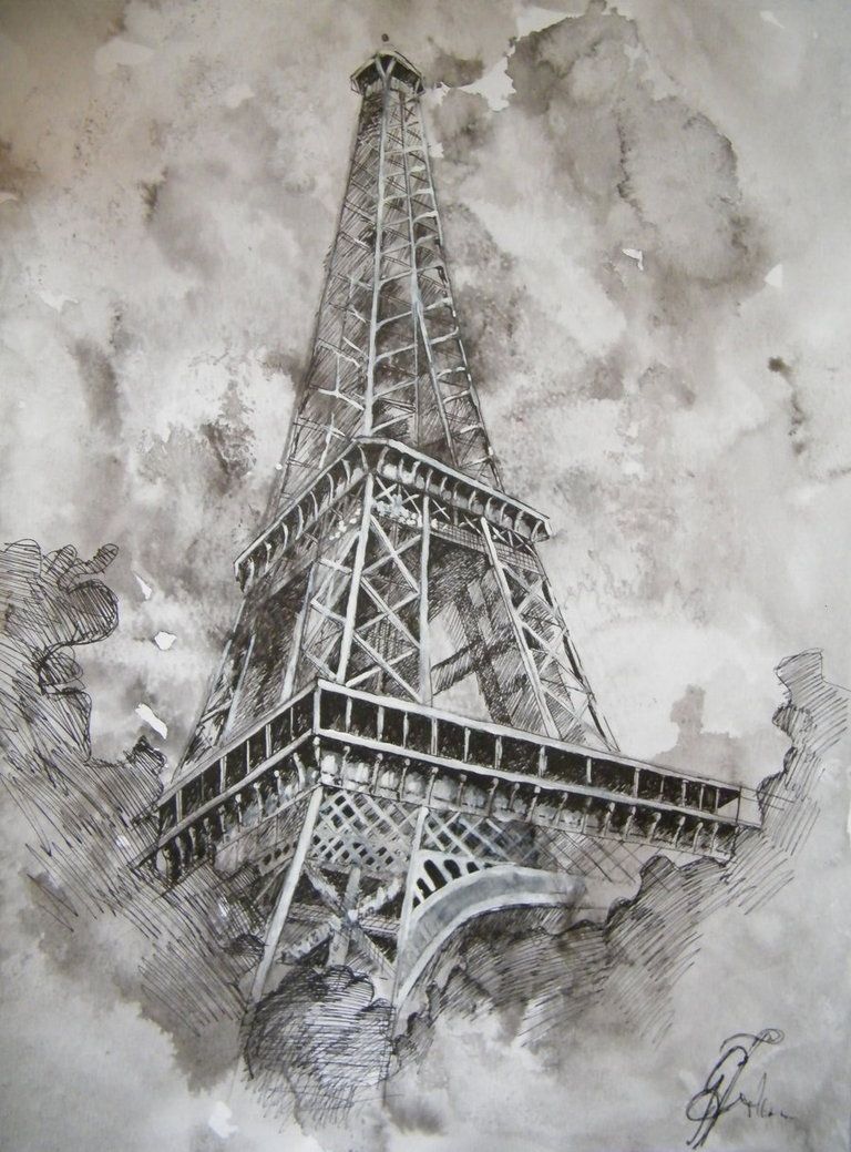 768x1039 Pencil Drawing - Paris France Sketch
