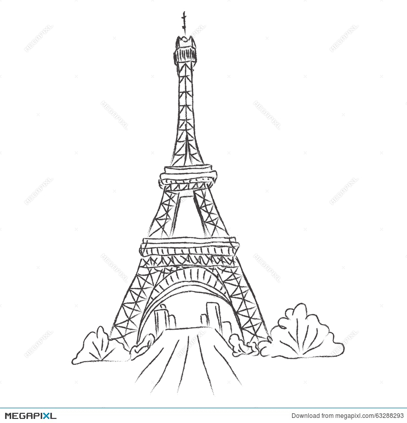 800x830 Eiffel, Tower, Paris, France, Sketch, White Background, Vector - Paris France Sketch