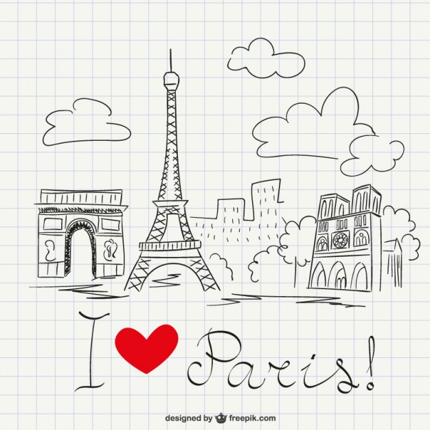 626x626 I Love Paris Sketch Vector Free Download - Paris Sketch Art