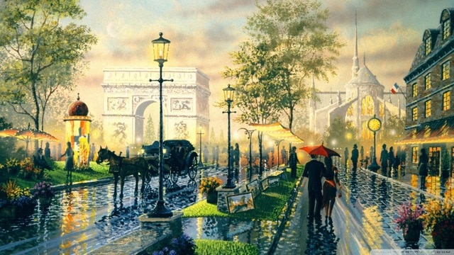 640x360 Free Shipping,landscape,nature,sketch,art Paris Painting,home Wall - Paris Sketch Art