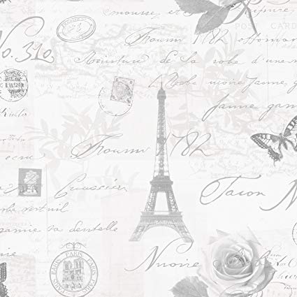 425x425 Grey Silver - Paris Sketch Wallpaper