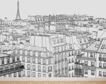 340x270 Paris Wallpaper Etsy - Paris Sketch Wallpaper