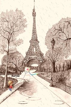 236x354 Drawing Of A Paris Scene. Source Organizationally Impaired Some - Paris Sketch Wallpaper