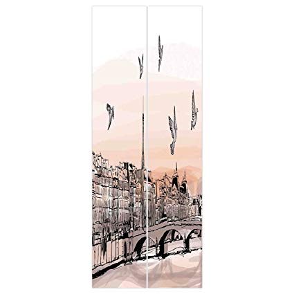 425x425 3d Door Wall Mural Wallpaper Stickers [ Landscape - Paris Sketch Wallpaper