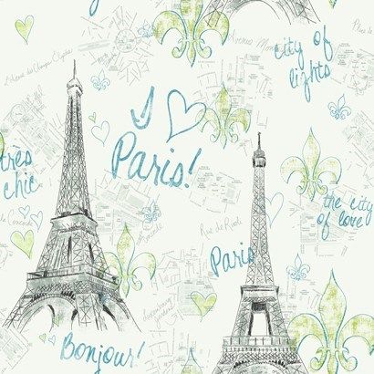 410x410 Aqua Paris Sketch Wallpaper Aqua, Sketches And Wallpaper - Paris Sketch Wallpaper