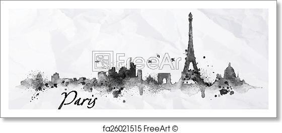 560x264 Free Art Print Of Silhouette Ink Paris . Silhouette Paris City - Paris Skyline Sketch