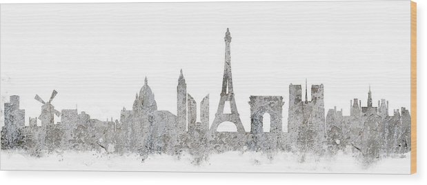 619x268 Paris Skyline France Wood Print By Lila Shravani - Paris Skyline Sketch