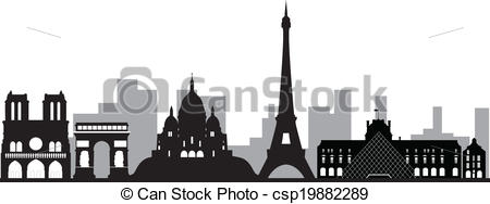 450x188 Cityscape Clipart Paris - Paris Skyline Sketch