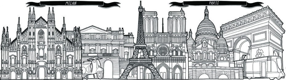 930x261 Vanity Fair Magazine Skyline Sketch - Paris Skyline Sketch