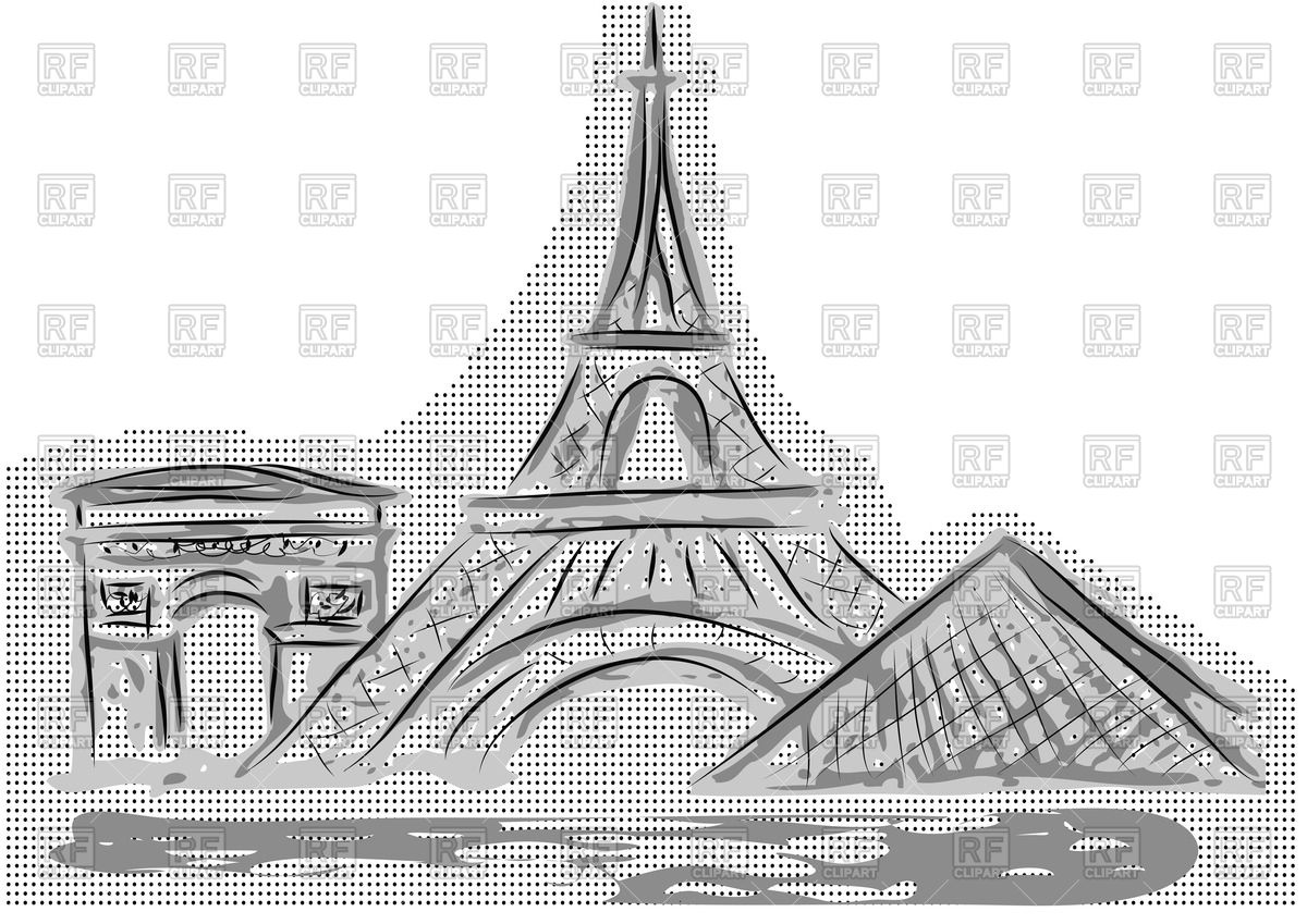 1200x849 Famous Buildings Of Paris - Paris Skyline Sketch
