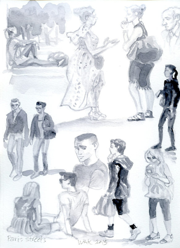 582x800 Paris Street Sketch After A Visit In May 2015 William Kimber - Paris Street Sketch