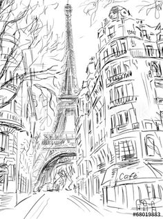 236x317 Pin By Sandy Bamby On Cuadros Y Arte Sketches - Paris Street Sketch
