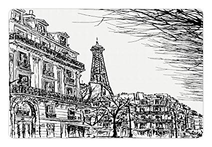 425x295 Paris Pet Mats For Food And Water By Lunarable, Sketch - Paris Street Sketch