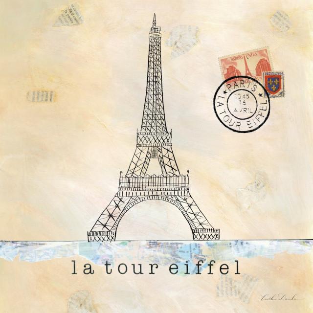 640x640 Postmark Paris Eiffel Tower Sketch Print Caitlin Dundon - Paris Tower Sketch