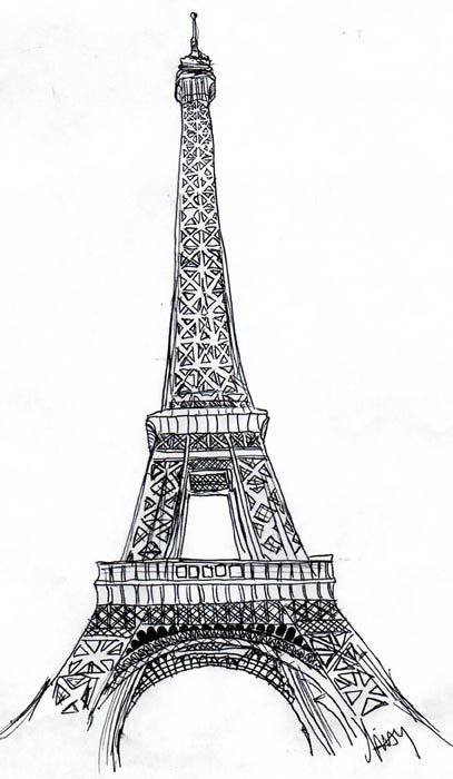 407x700 Drawn Eiffel Tower Sketched - Paris Tower Sketch