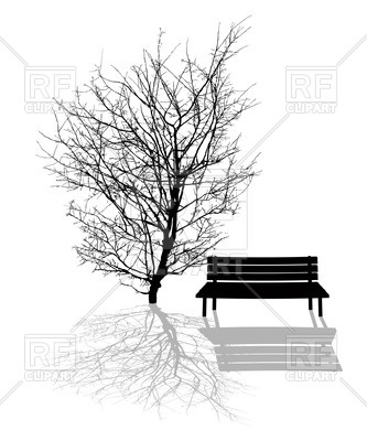 333x400 Park Bench Under The Tree Vector Image Vector Artwork Of Objects - Park Bench Sketch