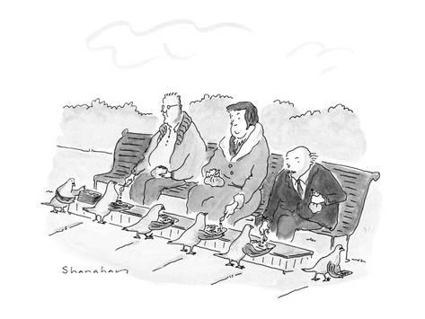 473x355 Three People On A Park Bench Are Out Feeding Pigeons With Lunch - Park Bench Sketch