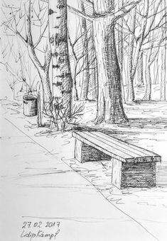 235x340 Park Bench Sketch - Park Bench Sketch