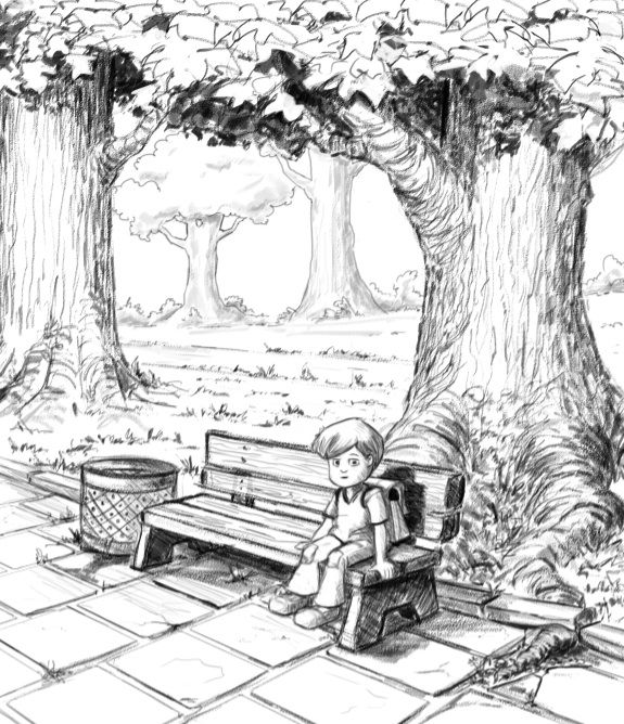 575x668 Park Bench Sketch - Park Bench Sketch